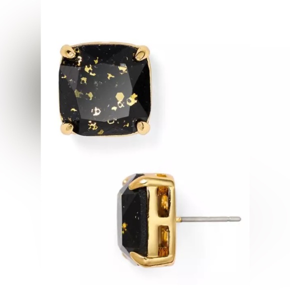 ♠️ Kate Spade Black Glitter Crystal Small Square Stud Earrings - Picture 3 of 7